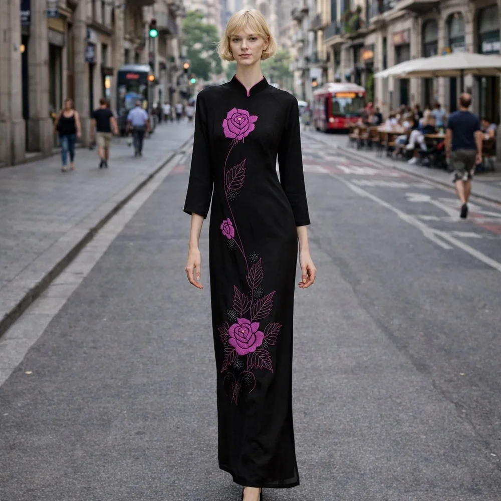 Stunning Vintage Beaded Chinese-Style‎ Dress
